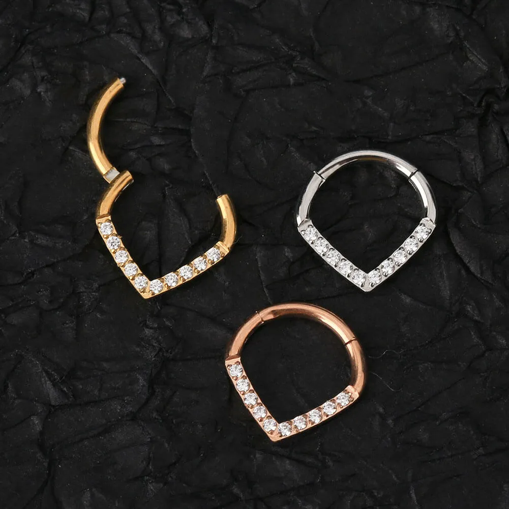 16G 8/10mm Clear CZ Triangle Septum Ring
