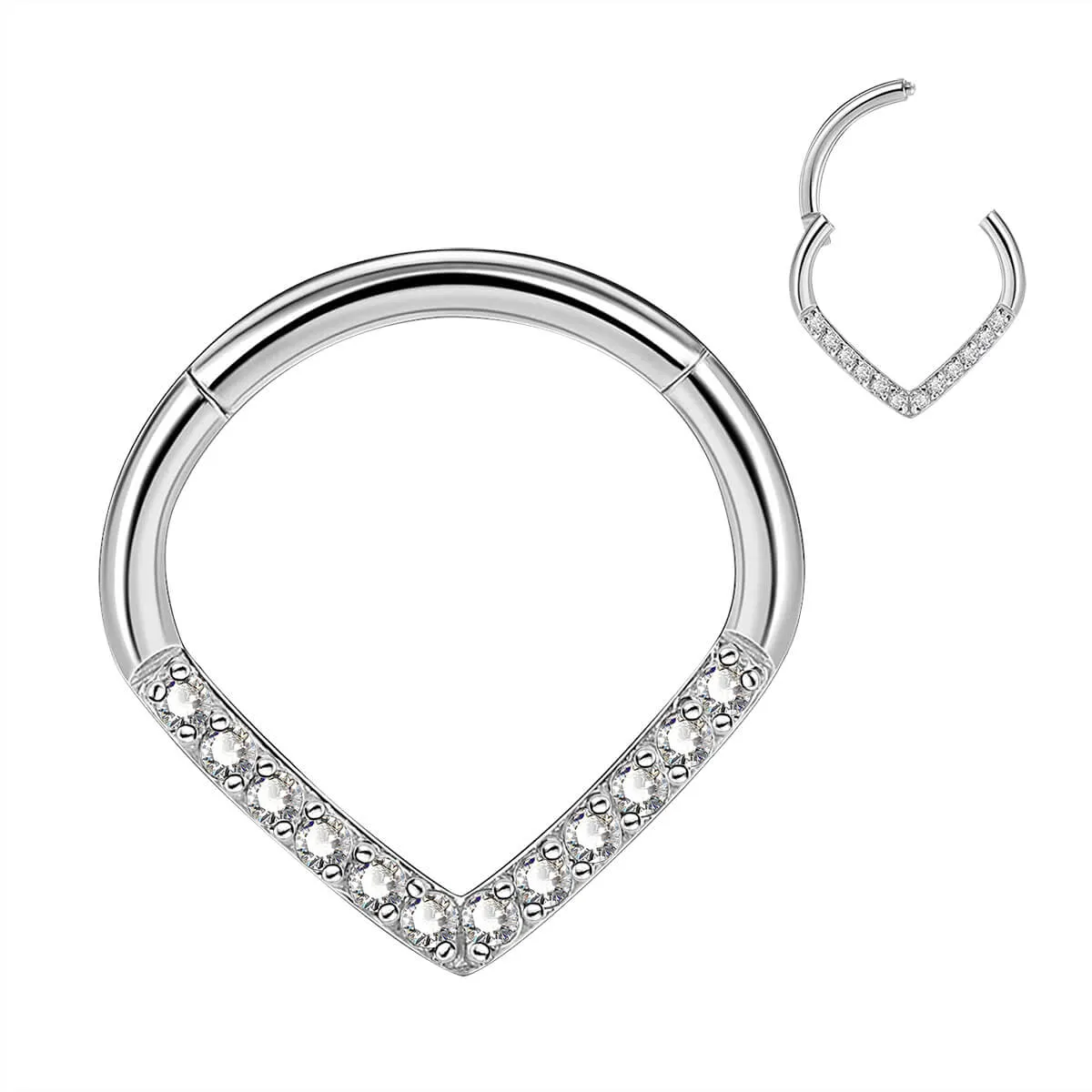 16G 8/10mm Clear CZ Triangle Septum Ring