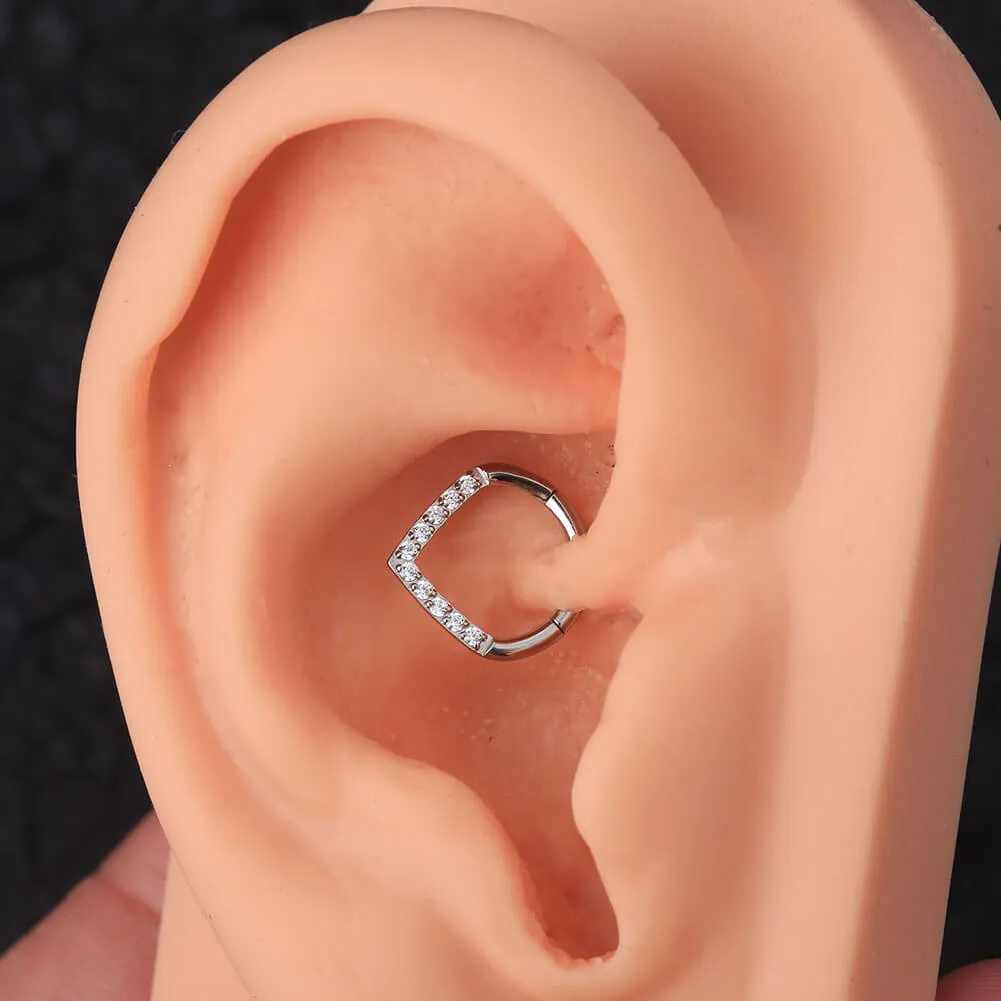 16G 8/10mm Clear CZ Triangle Septum Ring