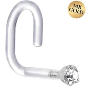 18 Gauge 1/4 White Gold 1.5mm Genuine Diamond Bioplast Nose Ring