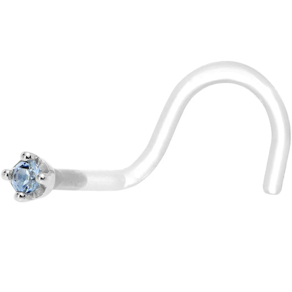 18 Gauge 1/4 White Gold 1.5mm Genuine Topaz Bioplast Nose Ring