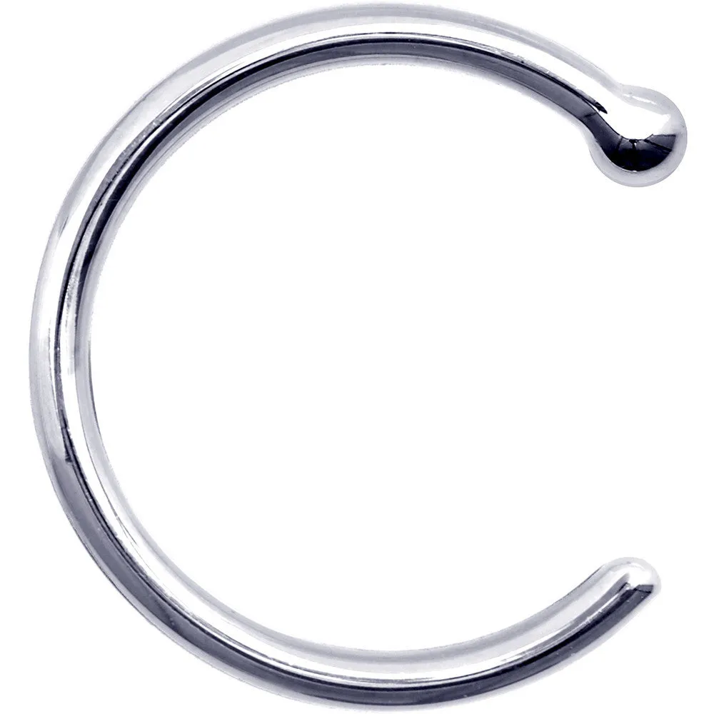 18 Gauge 3/8 Solid 14KT White Gold Nose Hoop