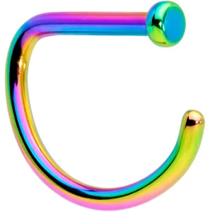 18 Gauge 5/16 Rainbow Grade 23 Titanium D Shape Nose Hoop