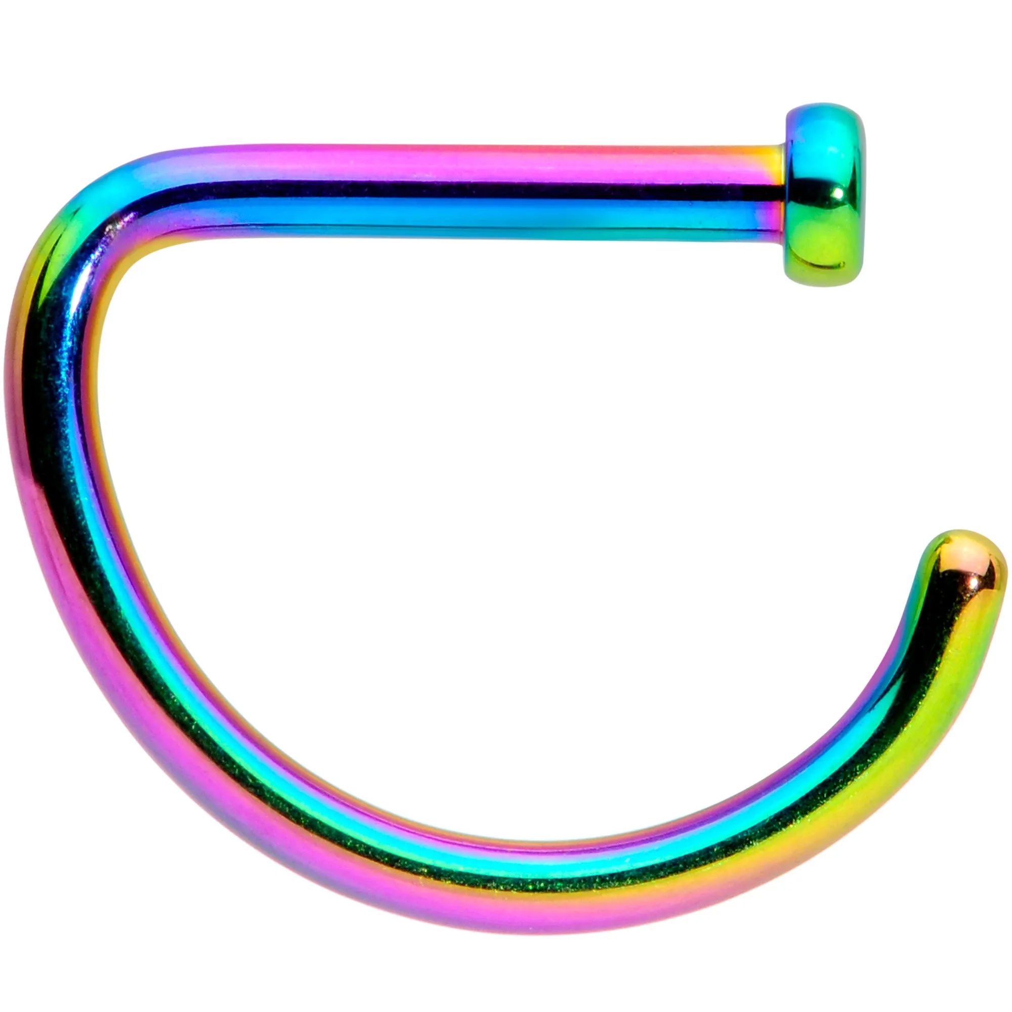 18 Gauge 5/16 Rainbow Grade 23 Titanium D Shape Nose Hoop