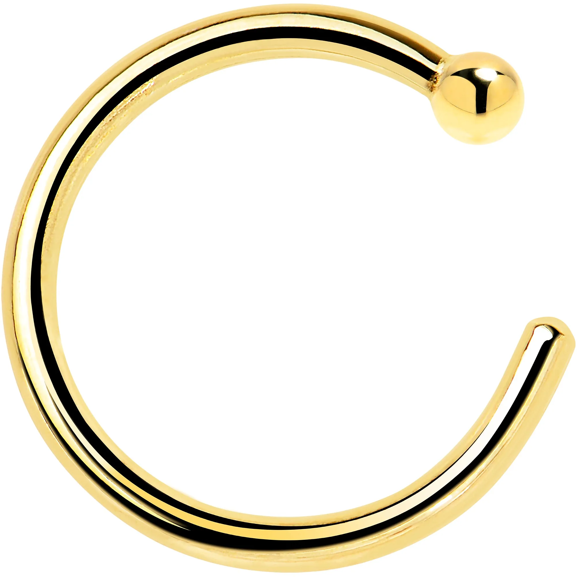 18 Gauge 5/16 Solid 14KT Yellow Gold Nose Hoop