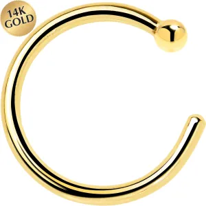18 Gauge 5/16 Solid 14KT Yellow Gold Nose Hoop