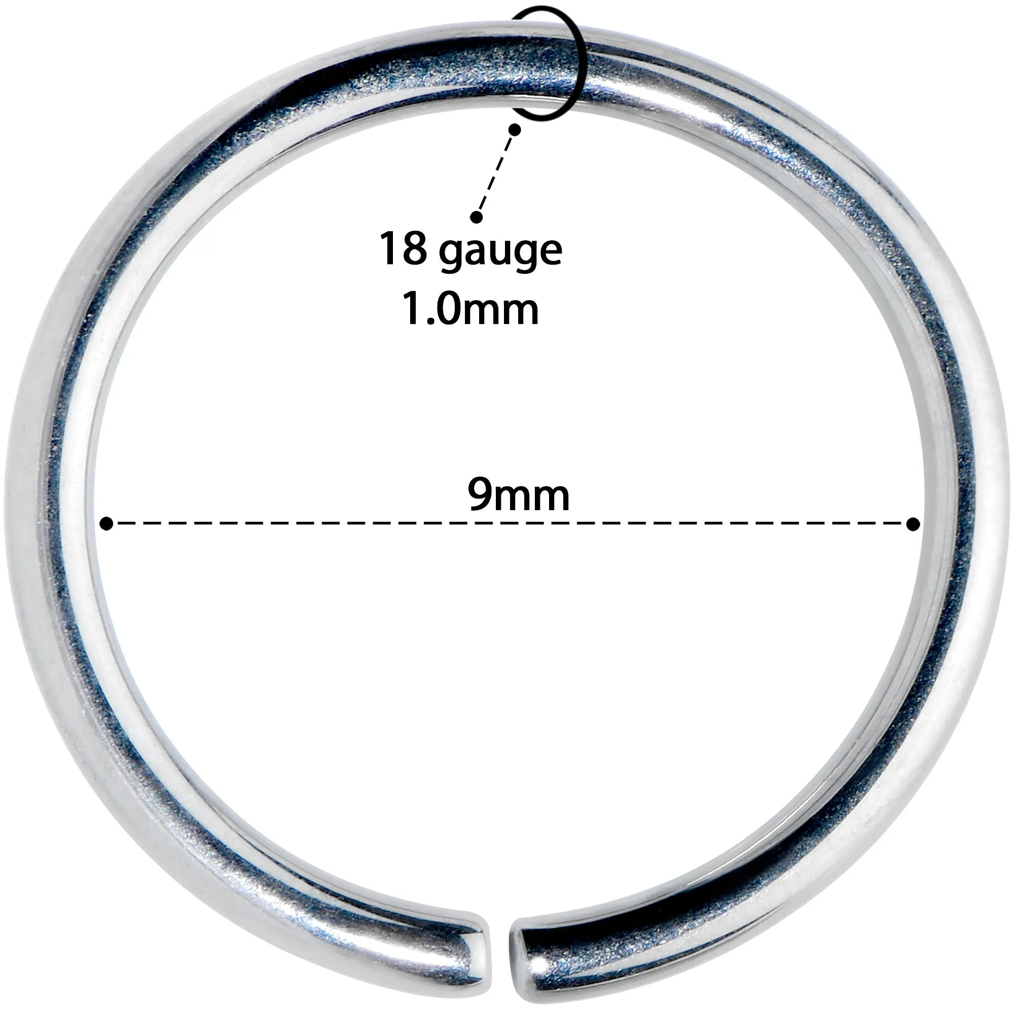 18 Gauge 9mm Grade 23 Titanium Bendable Hoop Ring