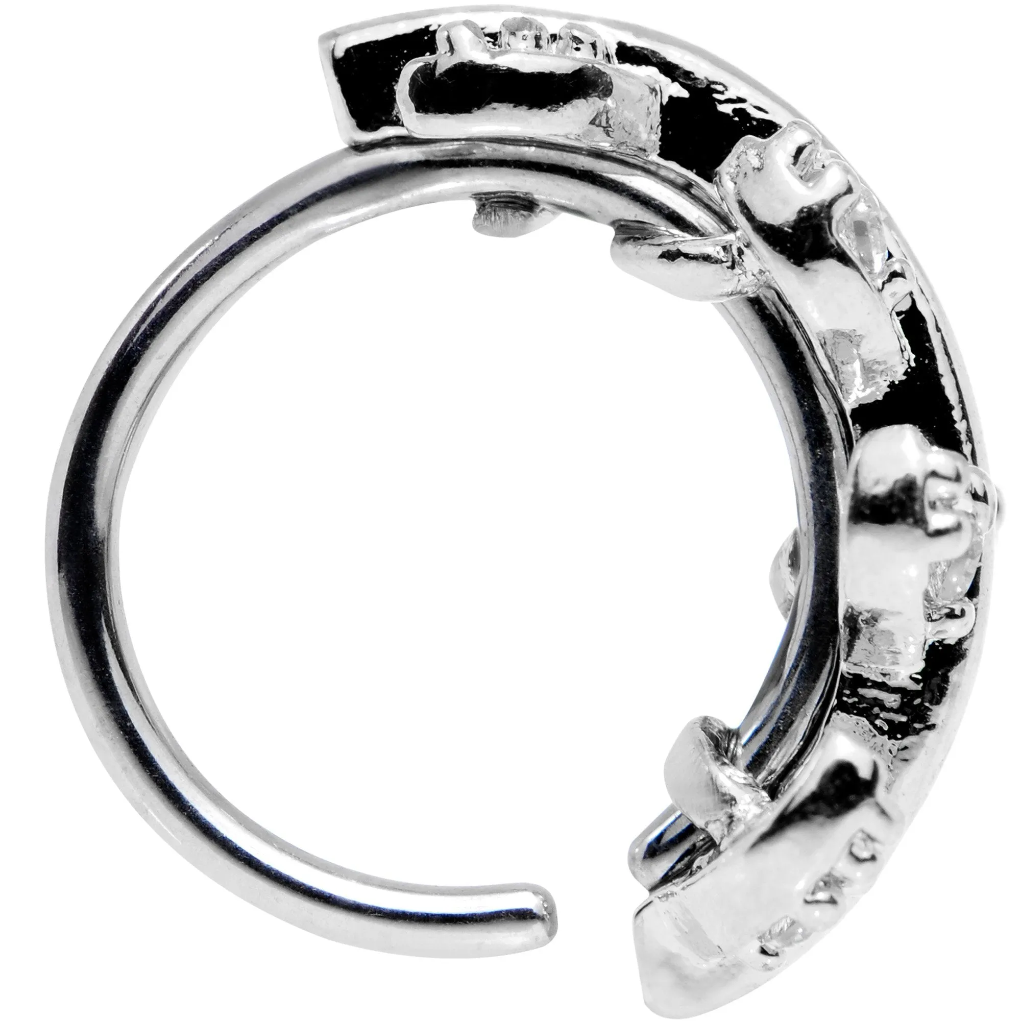 18 Gauge Clear CZ Gem Leafy Seamless Circular Ring