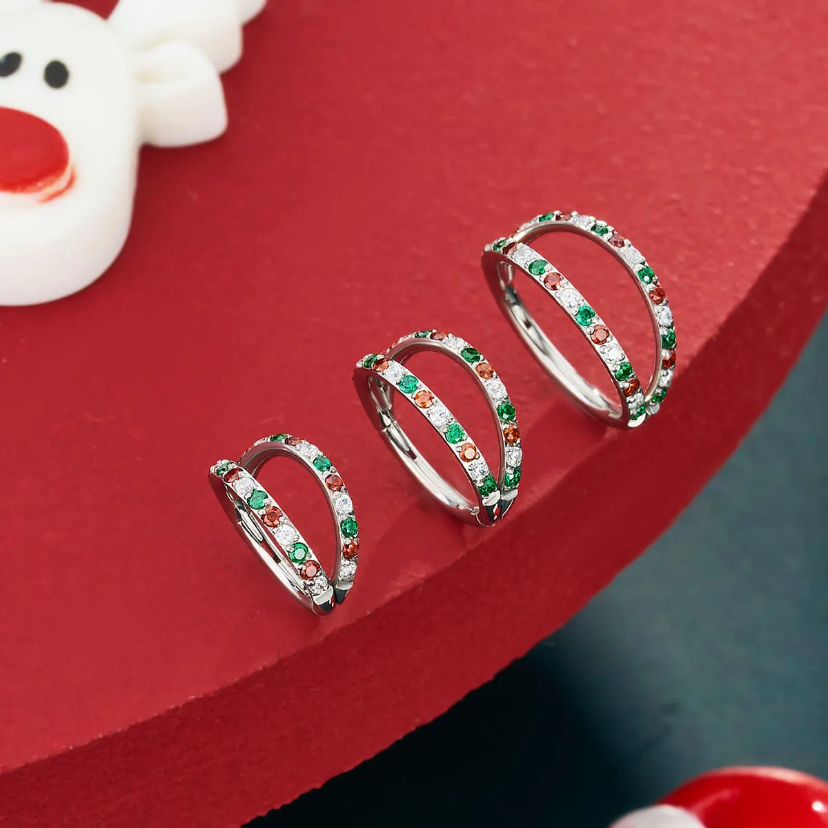 18G Christmas Color Combo Double Hoop Nose Ring
