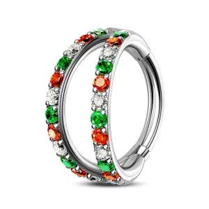 18G Christmas Color Combo Double Hoop Nose Ring