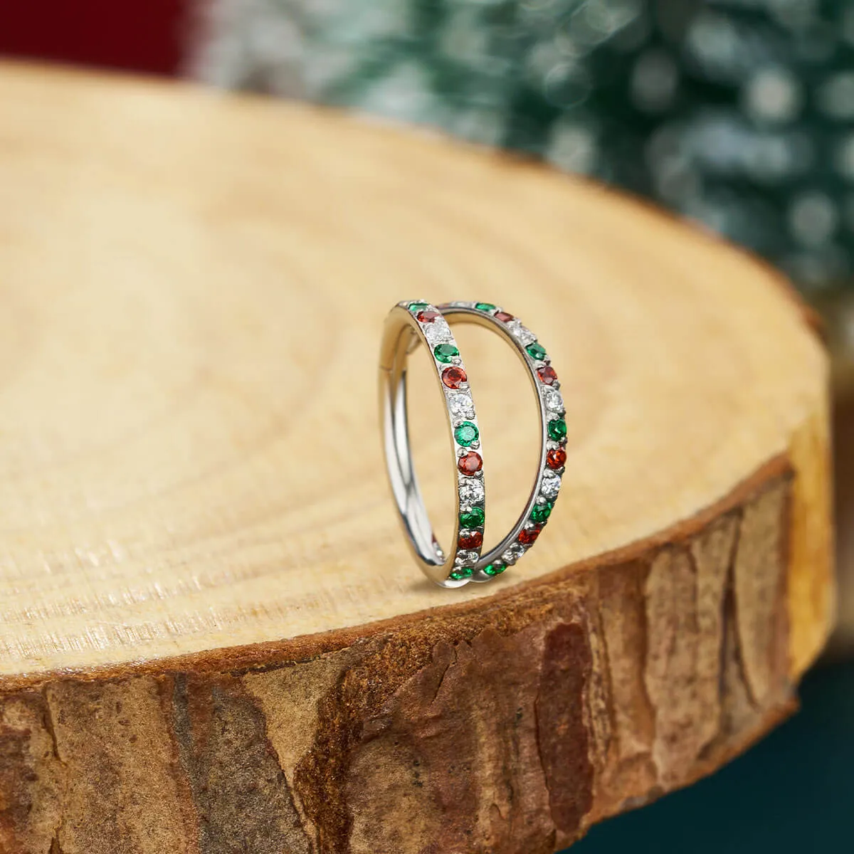 18G Christmas Color Combo Double Hoop Nose Ring