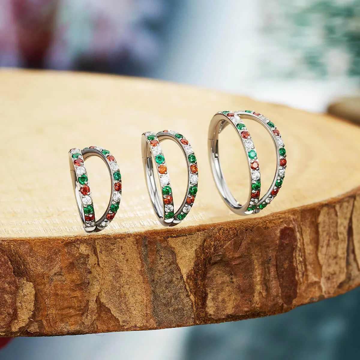 18G Christmas Color Combo Double Hoop Nose Ring