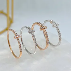 18K Gold Diamond Classic Half Eternity Ring Exclusively Handcrafted 0.1 Carat Natural Diamond (H-F Color, VS1-VS2 Clarity)