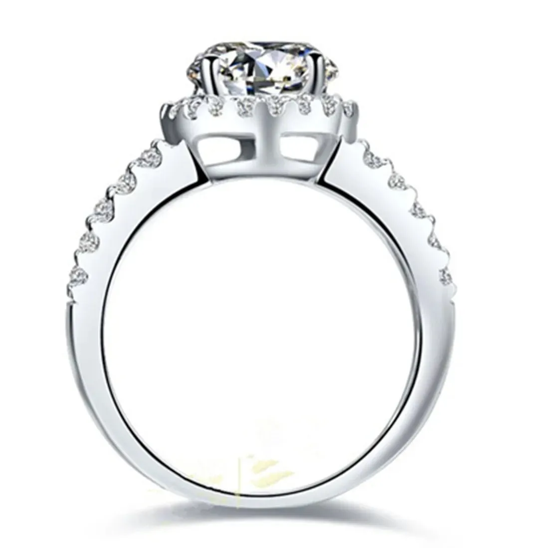 18k White Gold 2.0 Ct Diamond Halo Engagement Ring