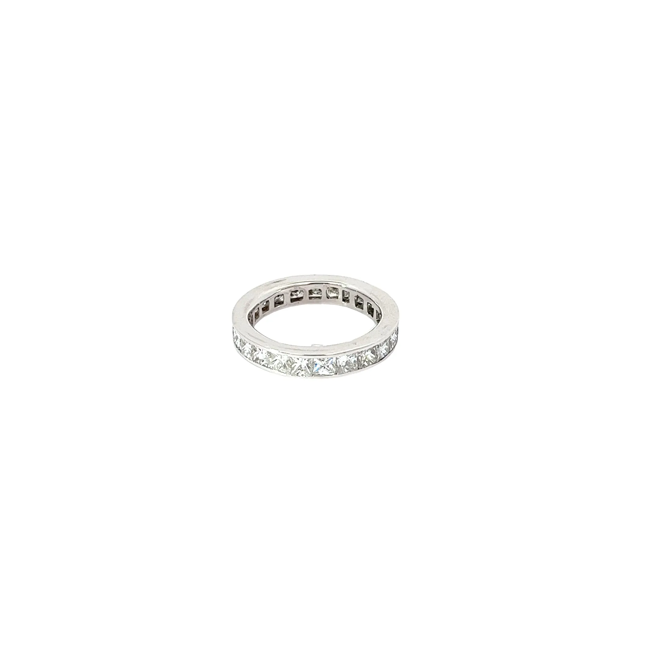 18K WHITE GOLD 3CT FVS2 PRINCESS CUT CHANNEL SET ETERNITY SIZE 6