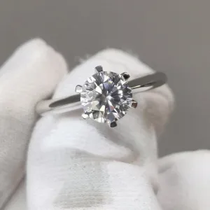 18K White Gold Round Brilliant Cut 1ct Diamond Engagement Ring