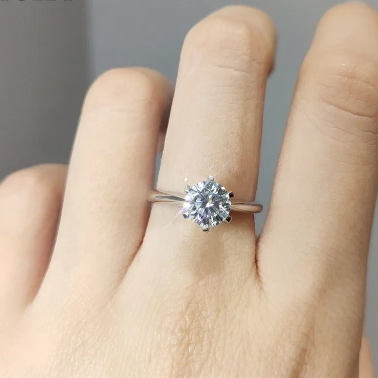 18K White Gold Round Brilliant Cut 1ct Diamond Engagement Ring