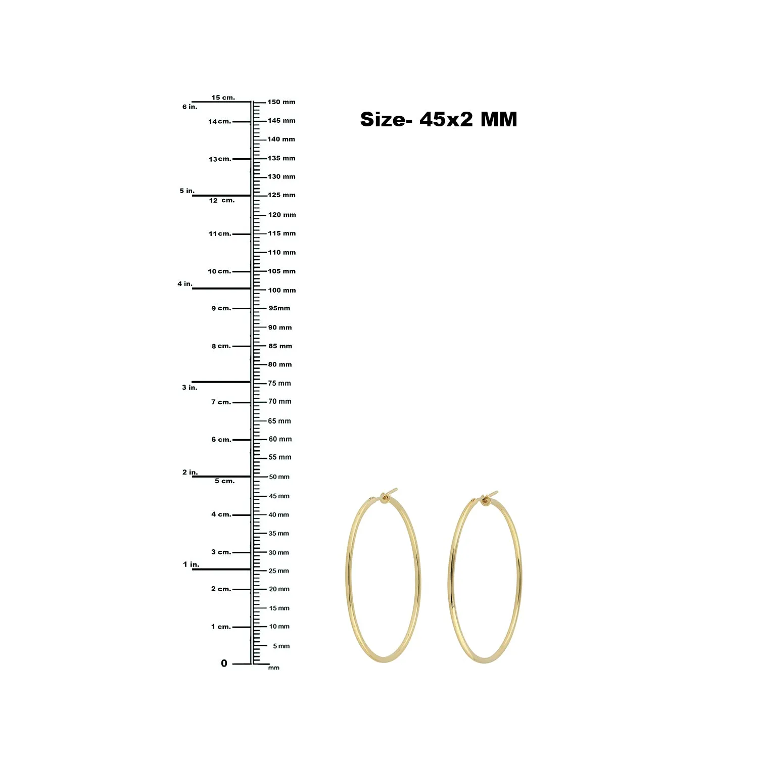 18k Yellow Gold Long Hoop Earrings Simple Handmade Jewelry