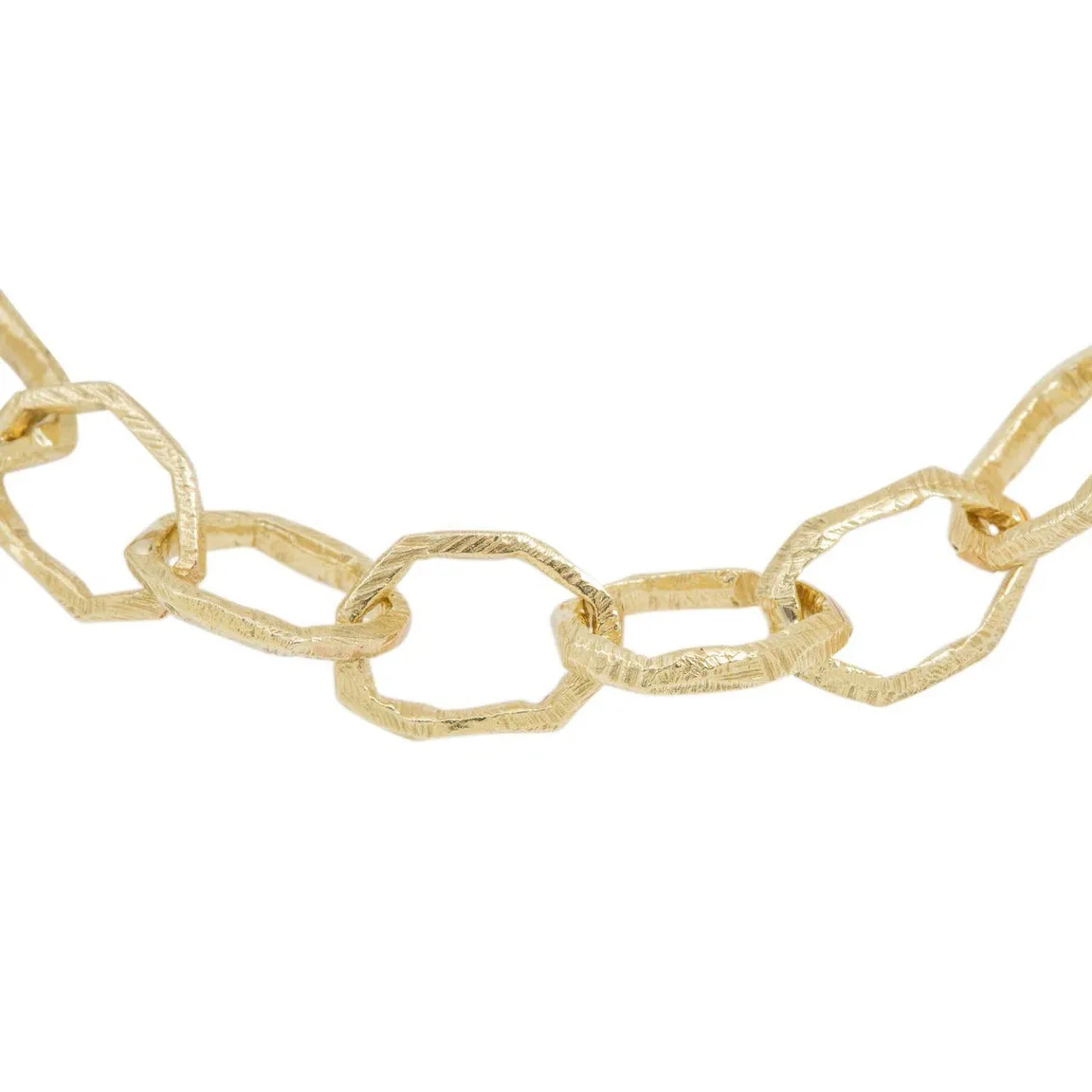 18kt Hand Carved Small Link Bracelet
