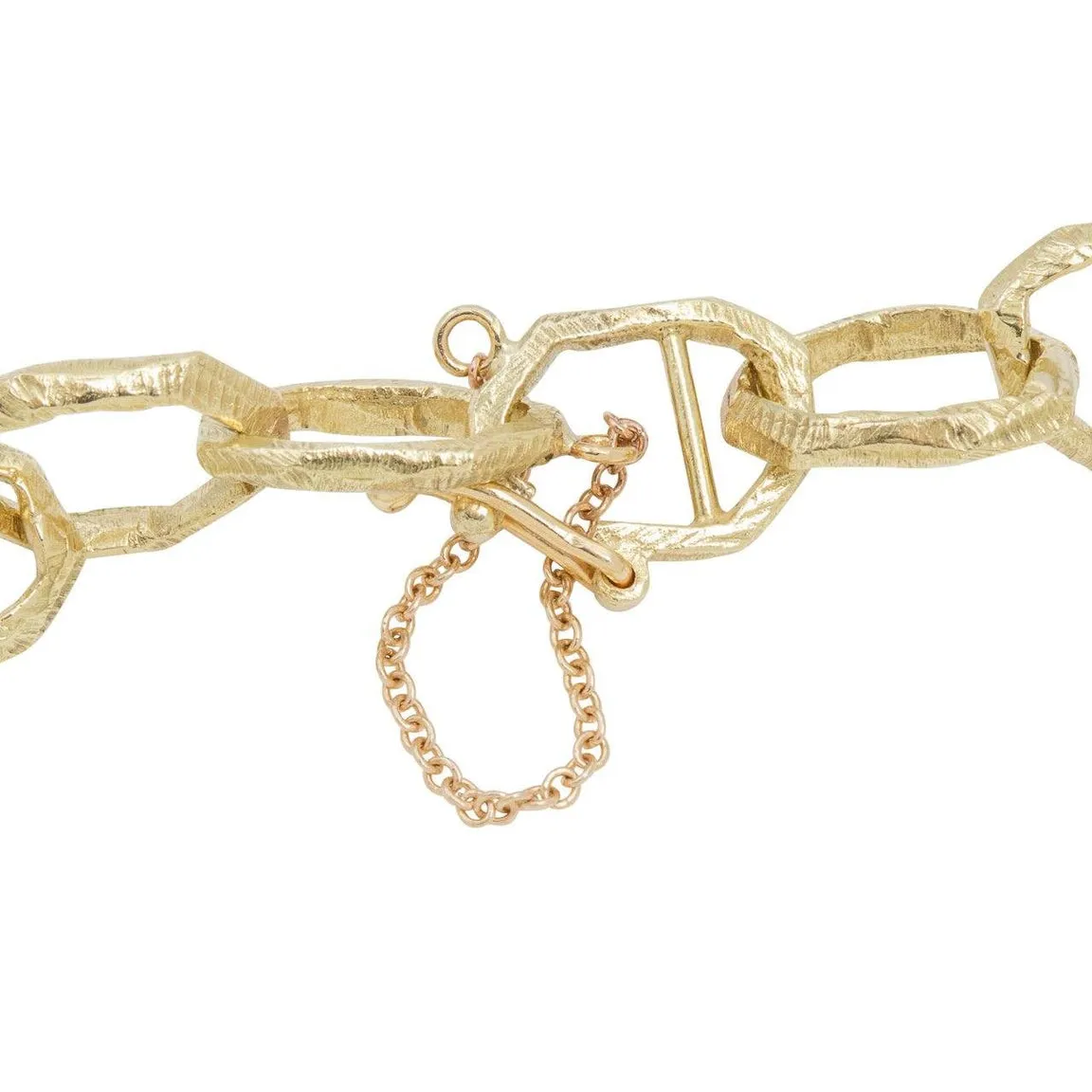 18kt Hand Carved Small Link Bracelet