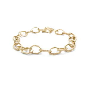 18kt Hand Carved Small Link Bracelet