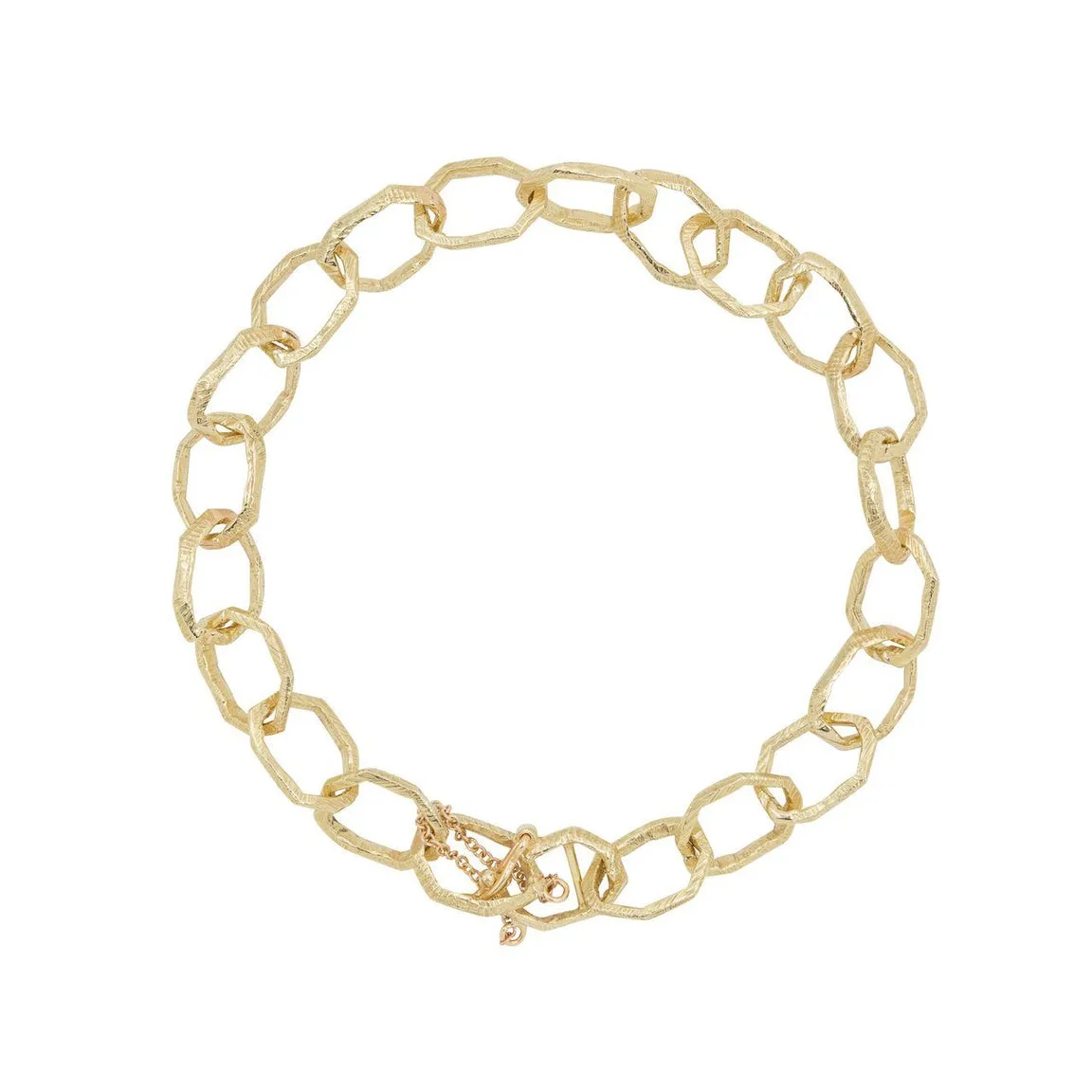 18kt Hand Carved Small Link Bracelet