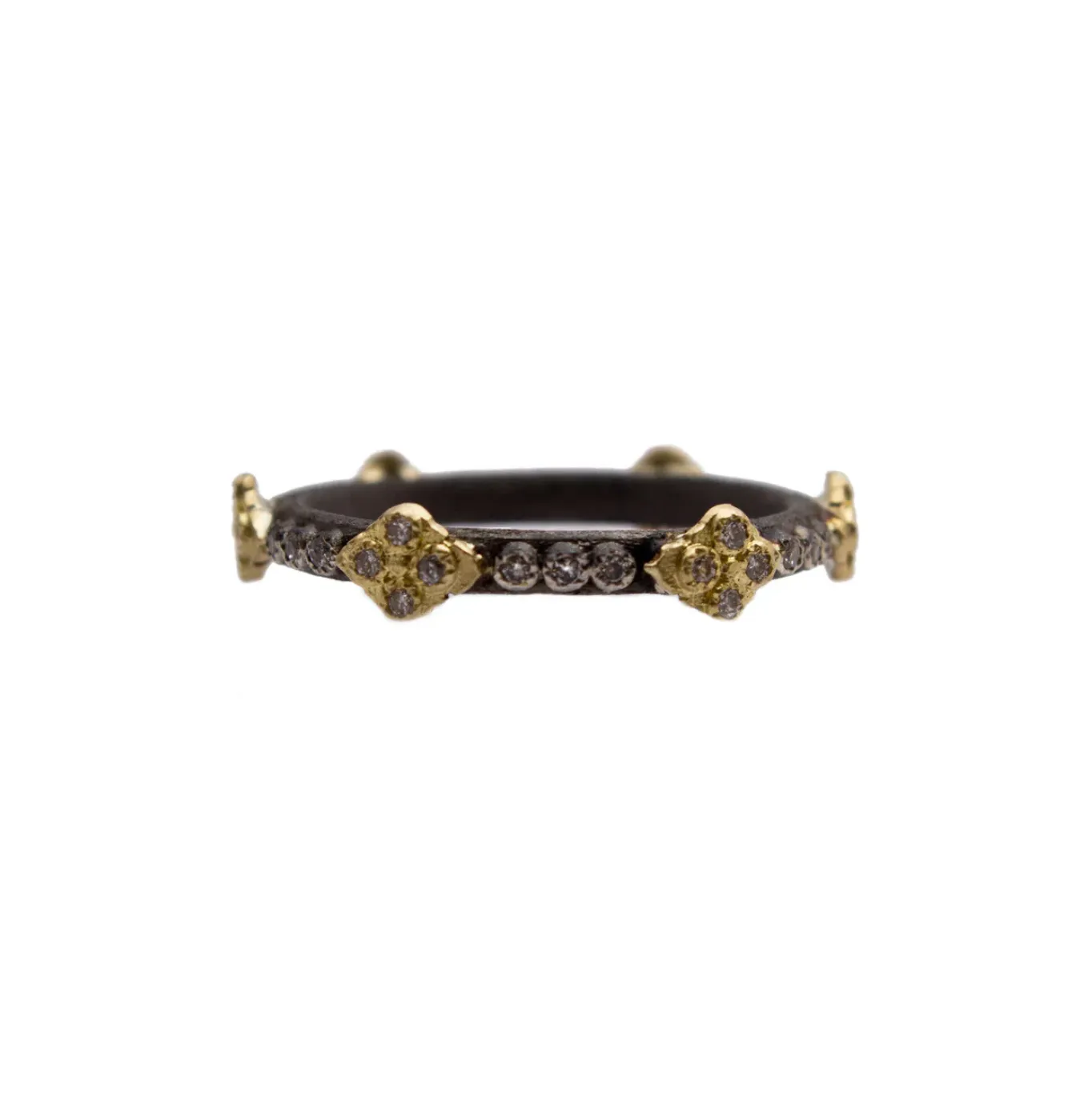 18KY Gold and Blackened Sterling Silver Crivelli Stack Band