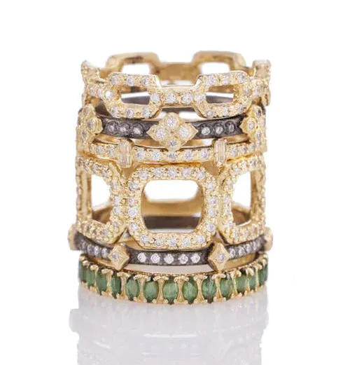 18KY Gold and Blackened Sterling Silver Crivelli Stack Band
