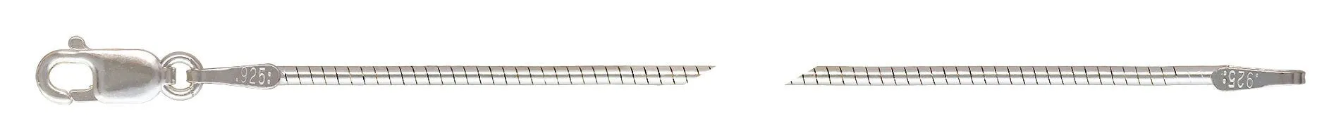 18" 1.0mm Round Omega Chain, Sterling Silver. Made in USA. #501600018L