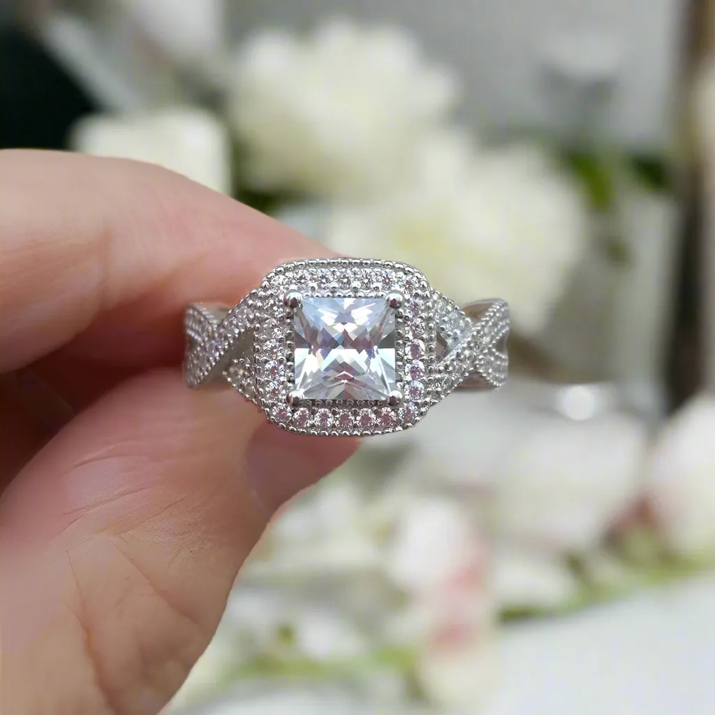 2 Pcs Princess Cut Diamond Engagement Ring