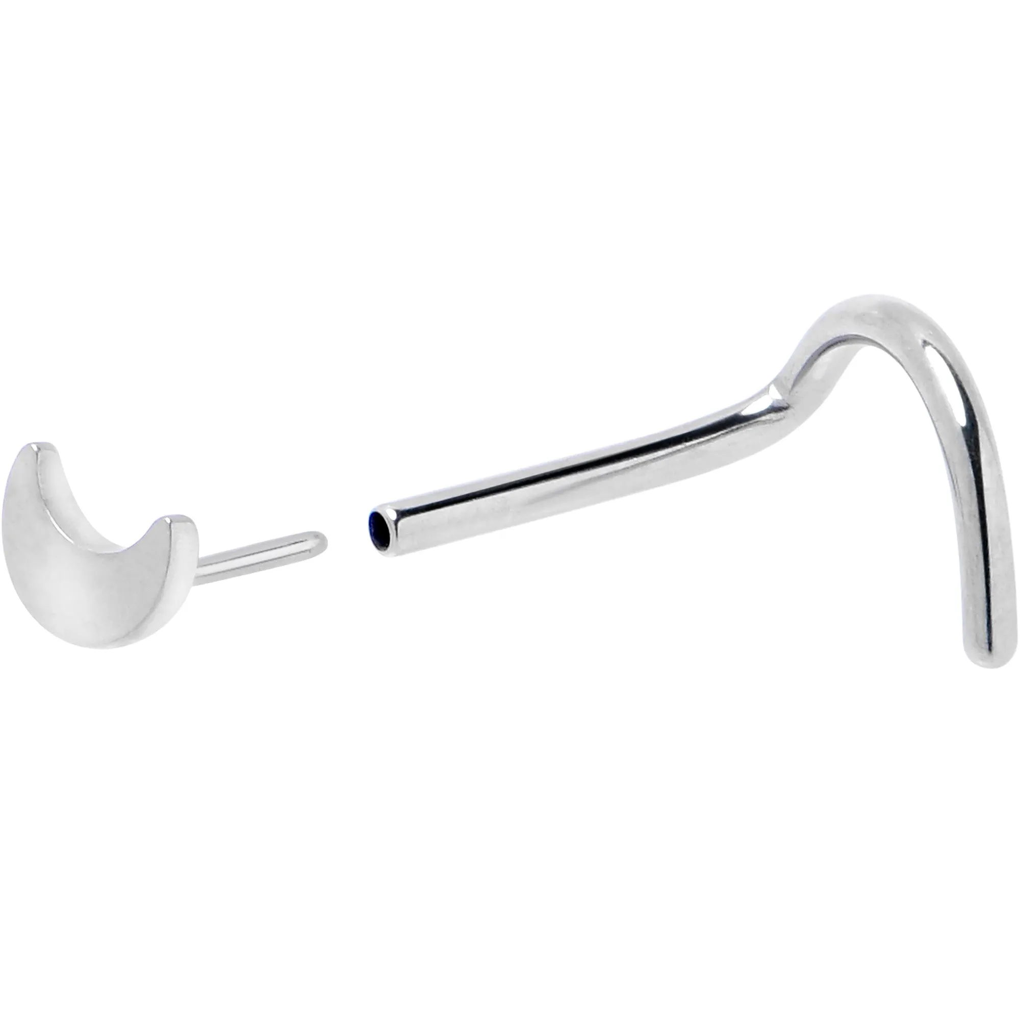 20 Gauge 1/4 ASTM F-136 Implant Grade Titanium Moon Threadless Left Side Nose Screw