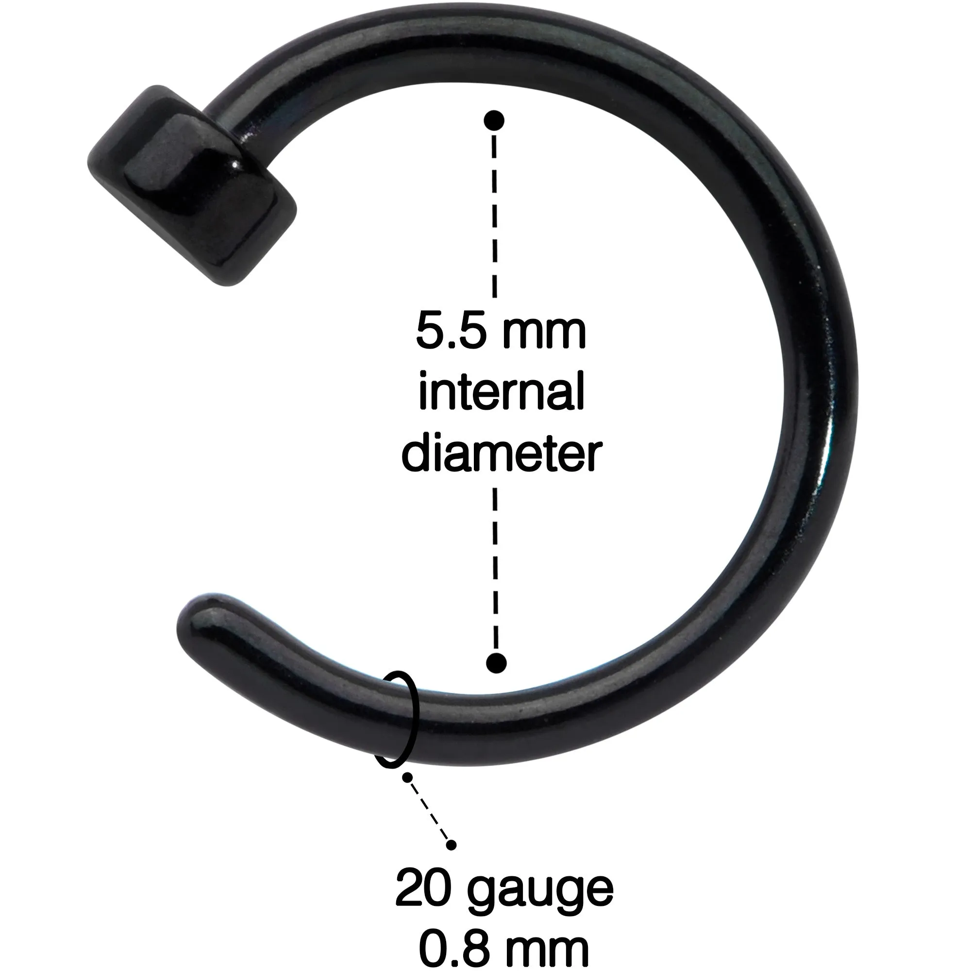 20 Gauge 1/4 Black Simple Disc Nose Hoop