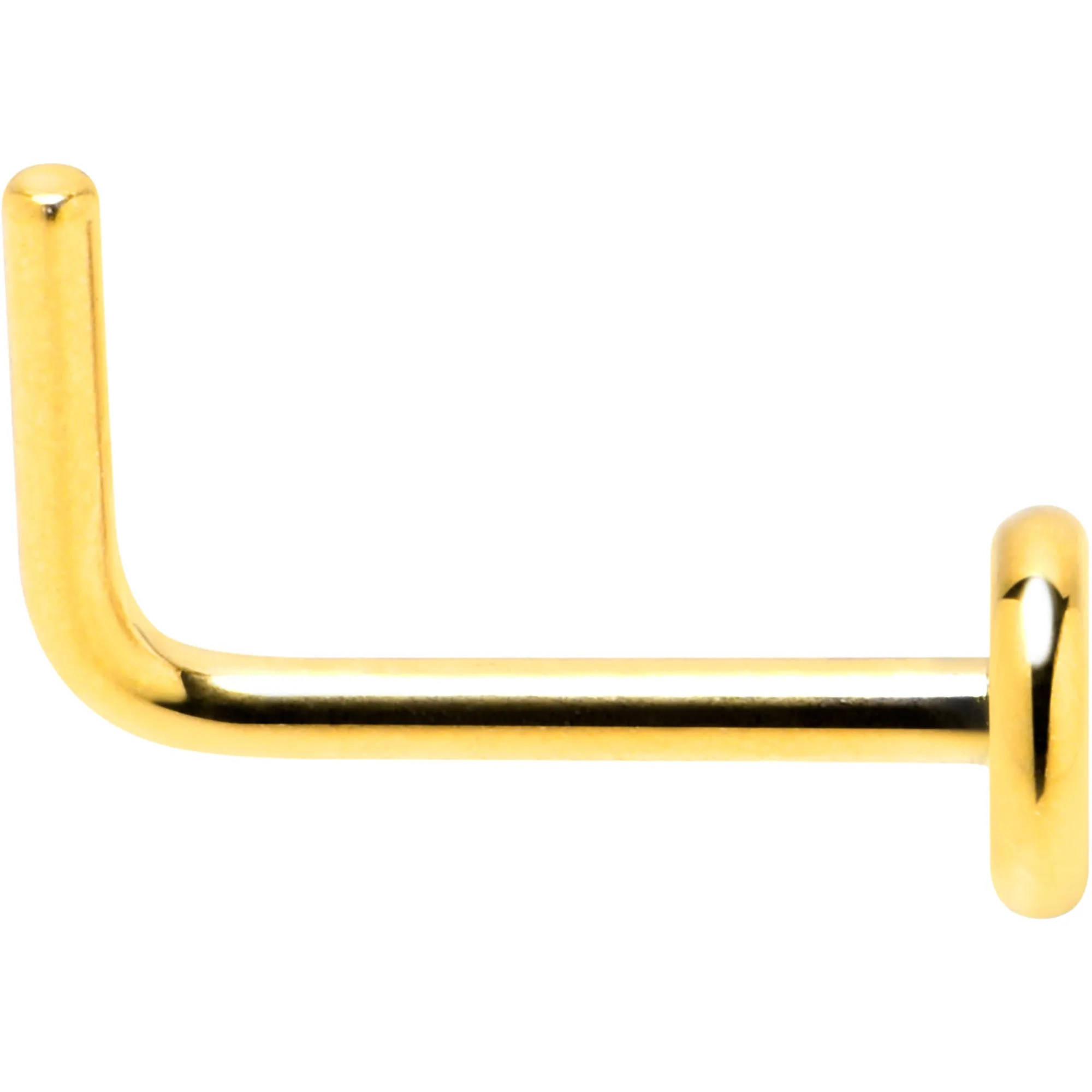 20 Gauge 1/4 Gold Tone ASTM F-136 Implant Grade Titanium 3mm Disc L Shape Nose Ring