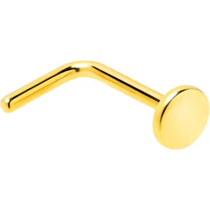 20 Gauge 1/4 Gold Tone ASTM F-136 Implant Grade Titanium 3mm Disc L Shape Nose Ring