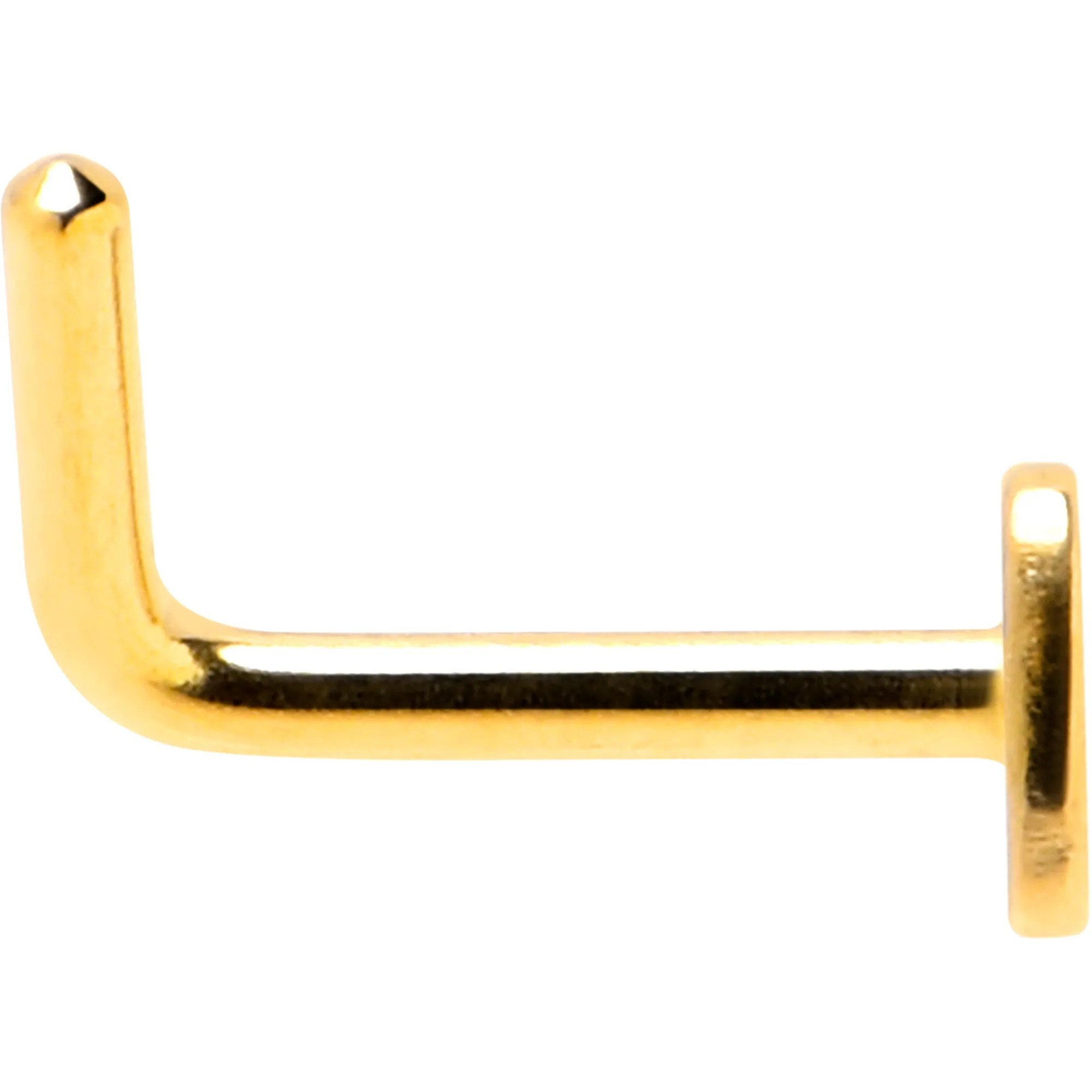 20 Gauge 1/4 Gold Tone ASTM F-136 Implant Grade Titanium Heart End L Shape Nose Ring