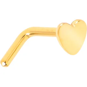 20 Gauge 1/4 Gold Tone ASTM F-136 Implant Grade Titanium Heart End L Shape Nose Ring