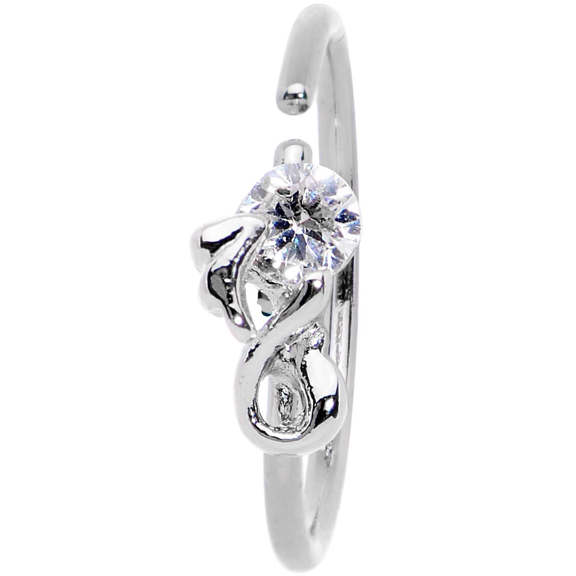 20 Gauge 3/8 Clear Gem Bow Seamless Circular Ring