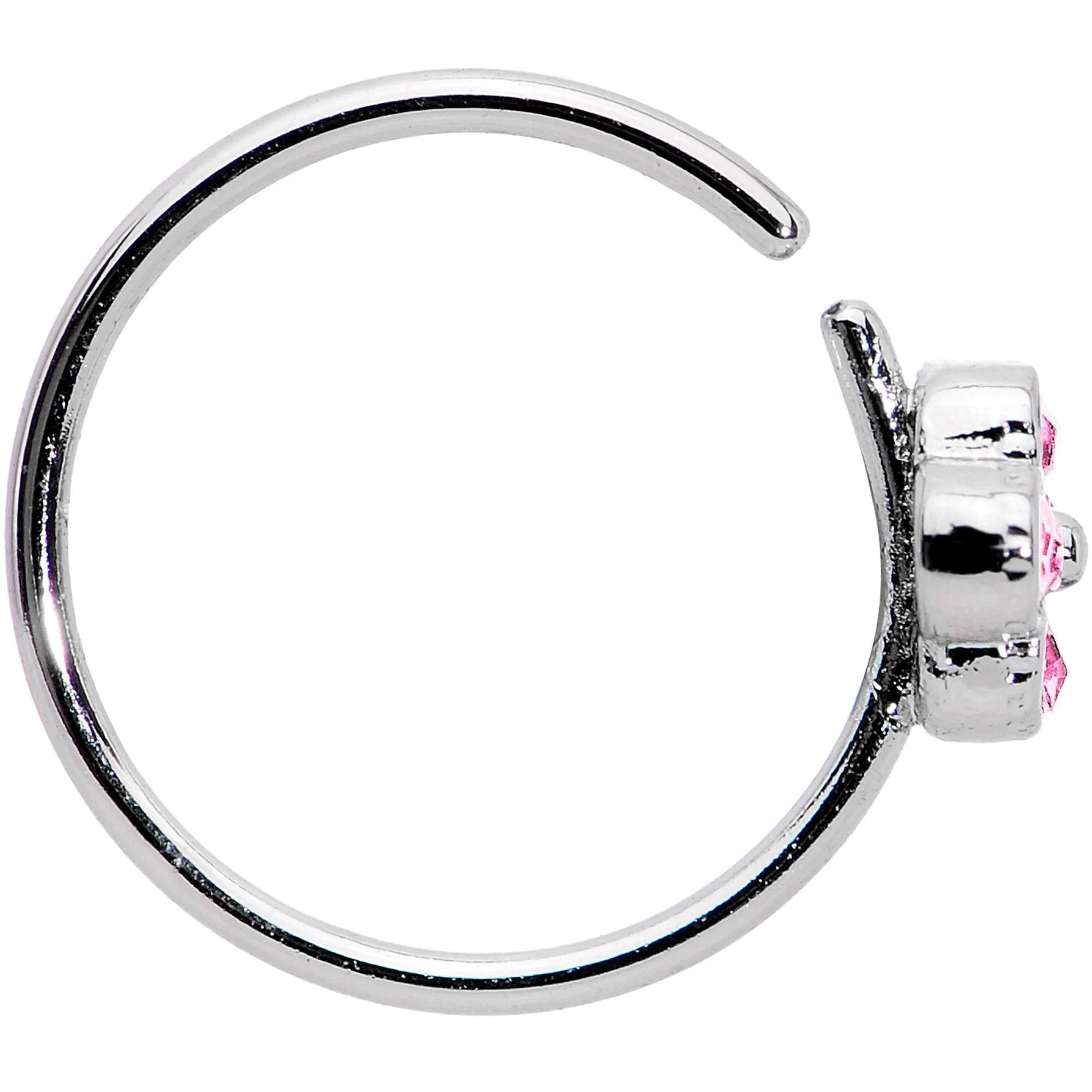 20 Gauge 3/8 Pink Gem Star Flower Seamless Circular Ring