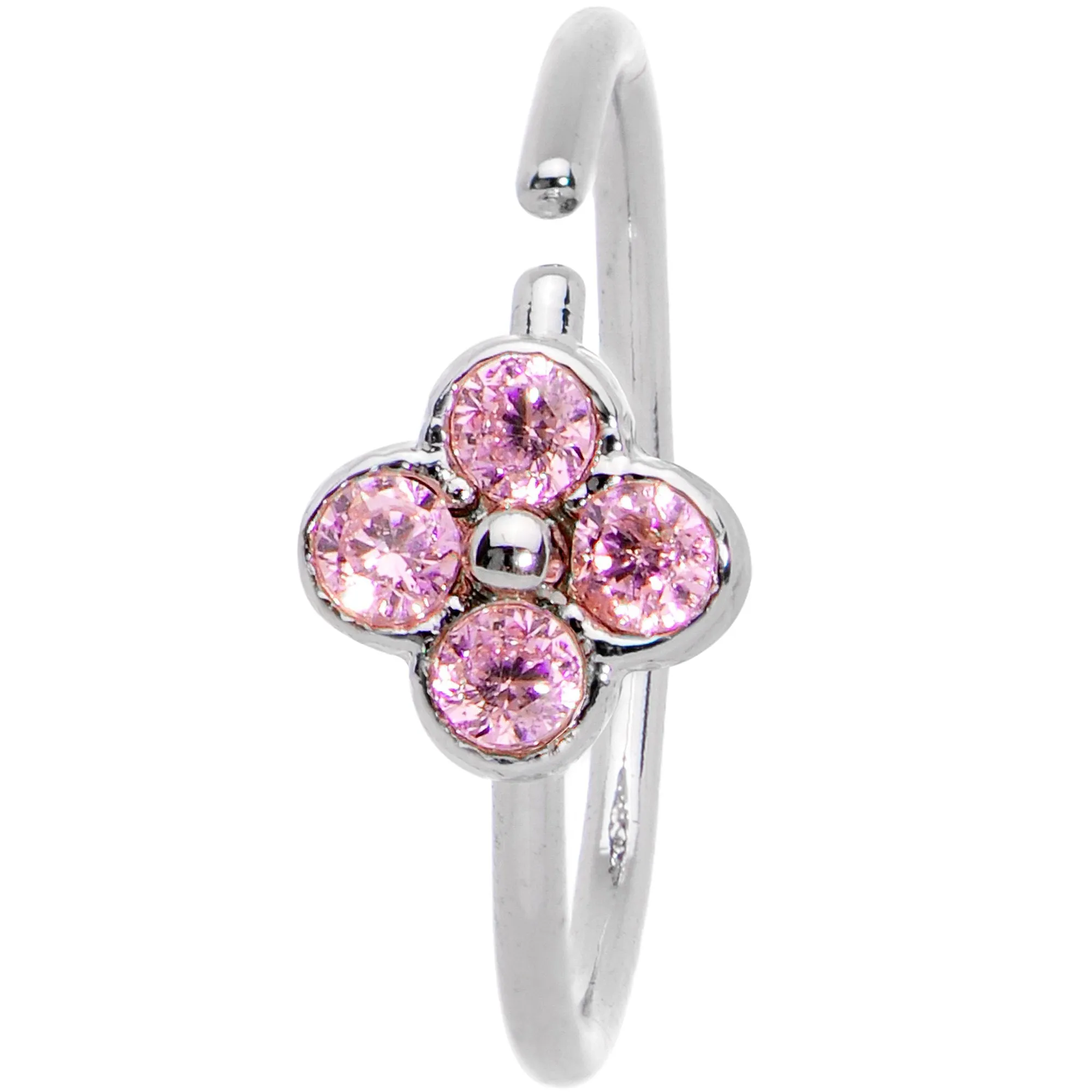 20 Gauge 3/8 Pink Gem Star Flower Seamless Circular Ring