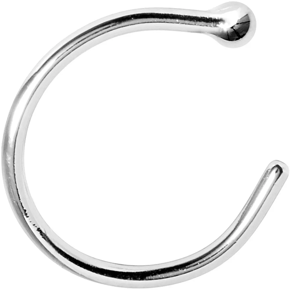 20 Gauge 3/8 Solid 14KT White Gold Nose Hoop