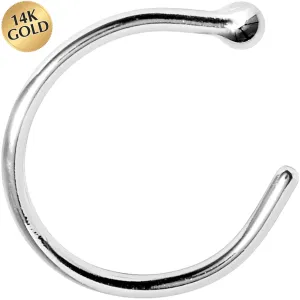 20 Gauge 3/8 Solid 14KT White Gold Nose Hoop