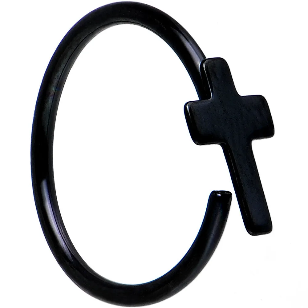 20 Gauge 5/16 Black IP Divine Cross Nose Hoop