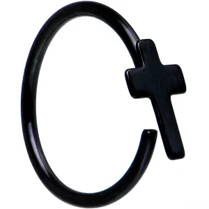 20 Gauge 5/16 Black IP Divine Cross Nose Hoop