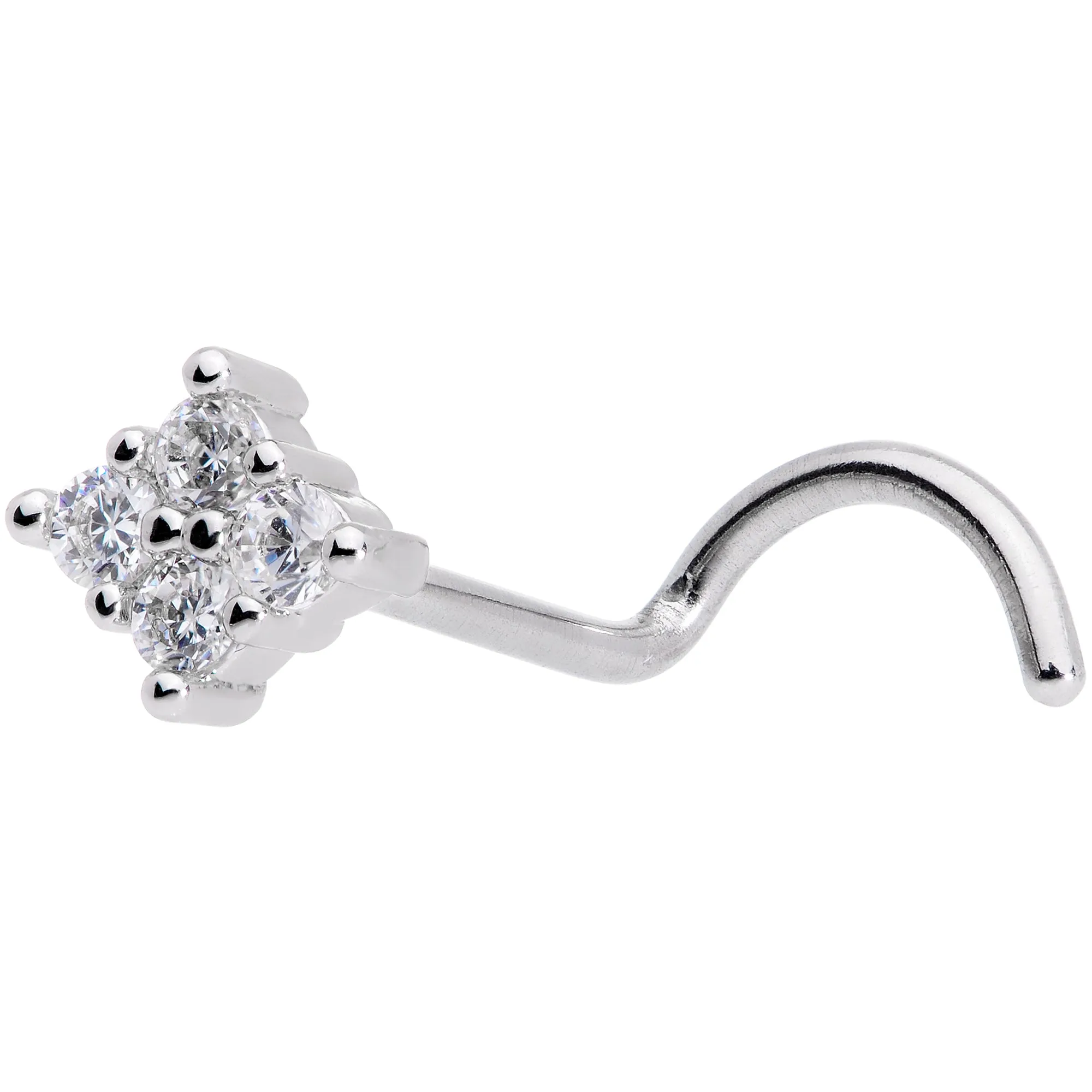 20 Gauge 5/16 Clear CZ Gem Princess Nose Screw