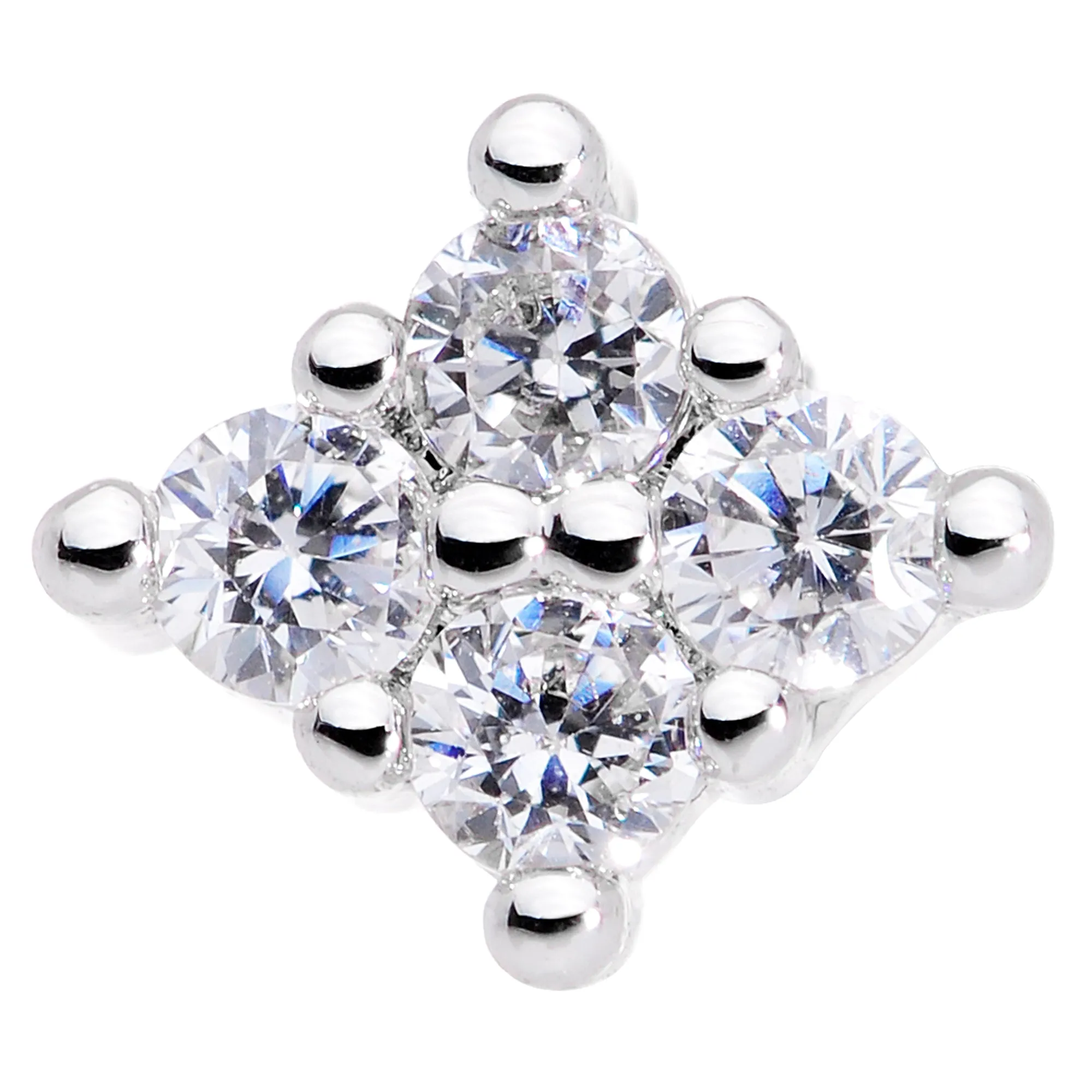 20 Gauge 5/16 Clear CZ Gem Princess Nose Screw