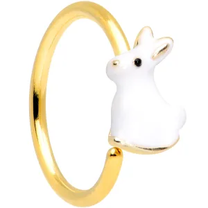 20 Gauge 5/16 Gold Tone White Rabbit Easter Bunny Nose Hoop