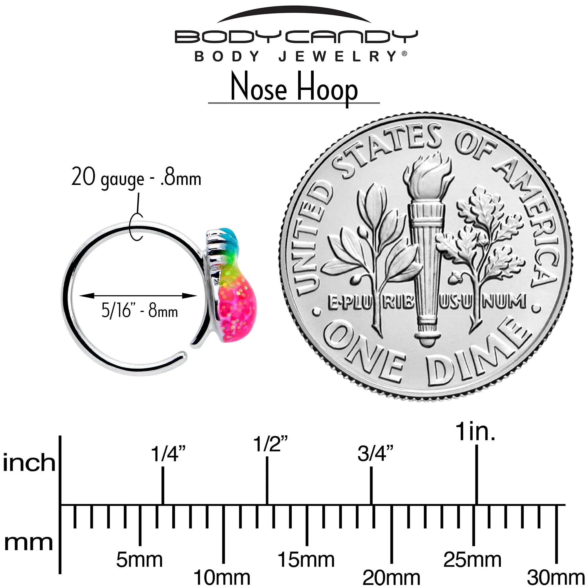 20 Gauge 5/16 Hot Tropical Pineapple Nose Hoop