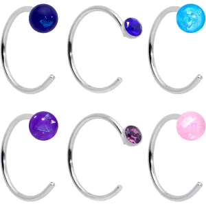 20 Gauge 5/16 Nose Hoop Gem Faux Opal Pack Classy Nose Ring Set of 6