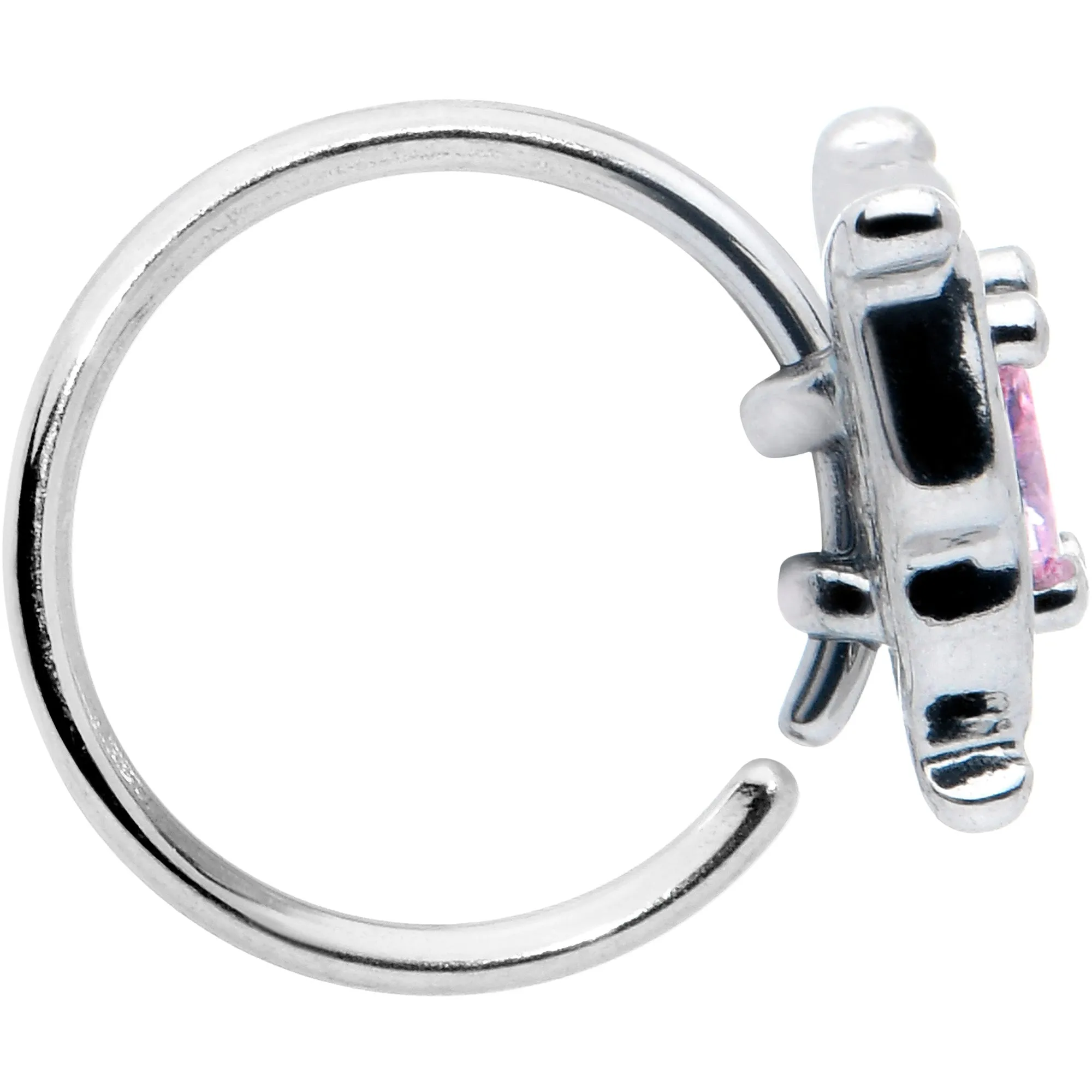 20 Gauge 5/16 Pink Gem Fancy Fab Butterfly Nose Hoop