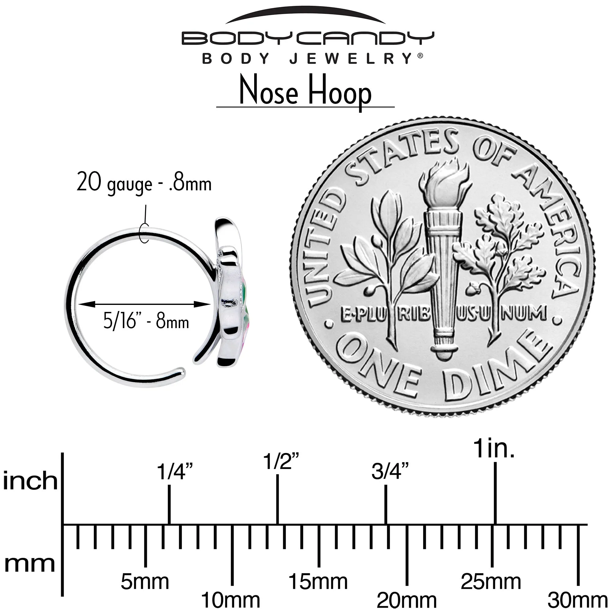 20 Gauge 5/16 Profile Butterfly Nose Hoop